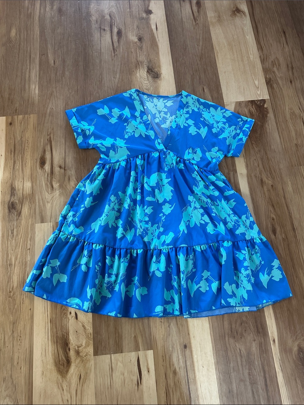 Blue Floral Tiered Dress